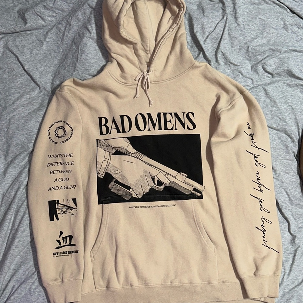 BAD OMENS fgbgfm tan hoodie released 11/2023